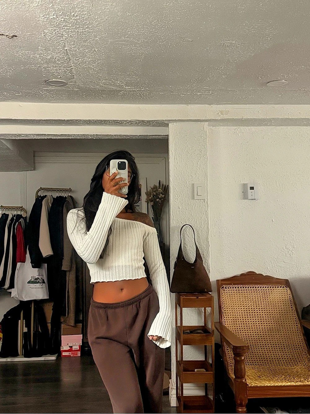 Princess Polly White Ribbed asymmetrical Off-Shoulder Sweater Size Small Like Ne